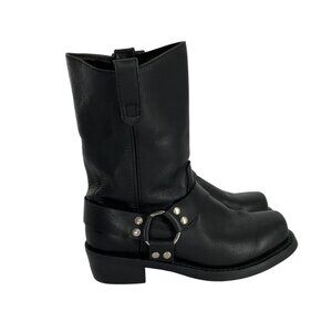 Black Leather Harness Motorcycle Boots Mens 9EEE Western Style Moto biker